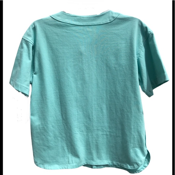 NWT Free Assembly Shirt Sleeve Button Down Top Sz M Navy - Picture 4 of 4